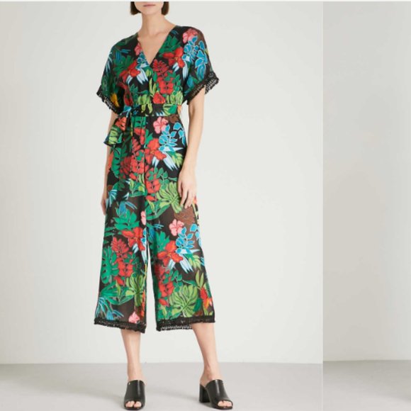 Alice + Olivia Pants - Alice & Olivia Kasia Palm Leaf Devore Jumpsuit 2